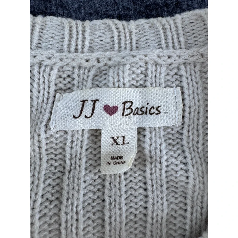 JJ Basics Womens XL Faux Fur Ribbed Knit Back Vest Cream Ivory Open Front Layer